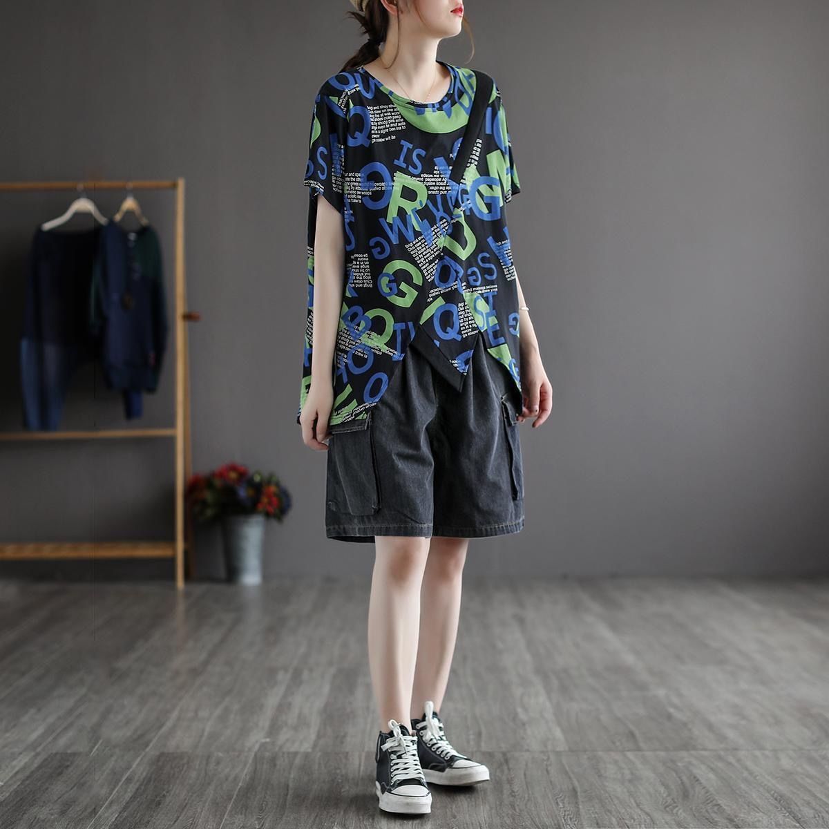 日系高腰寬腿運動牛仔短褲(2色)