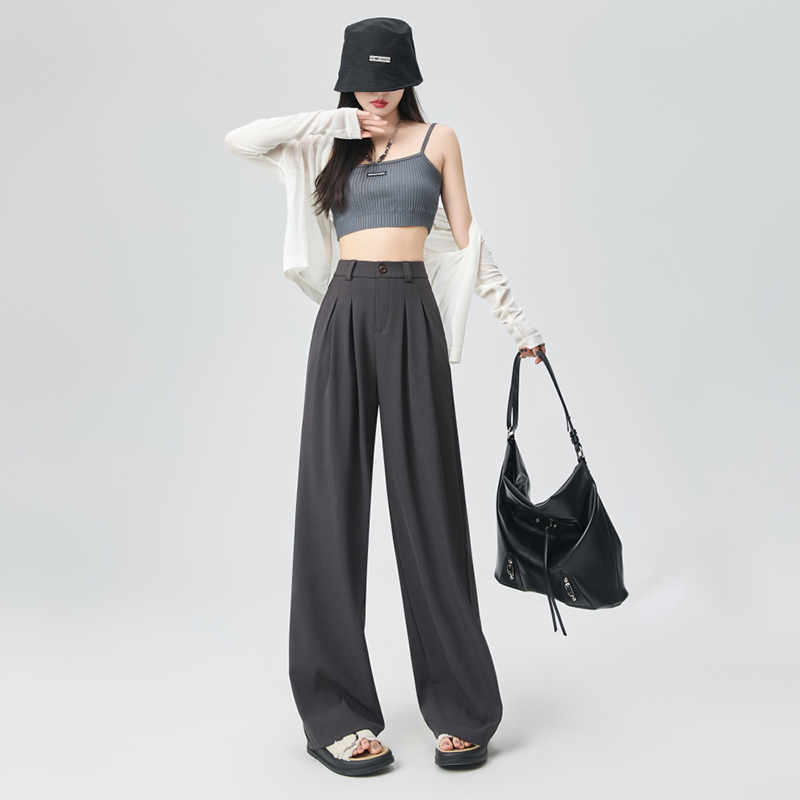 直筒垂感寬鬆打褶設計休閒褲(5色)