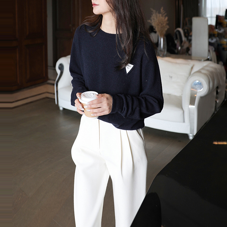 韩系圆领长袖针织毛衣