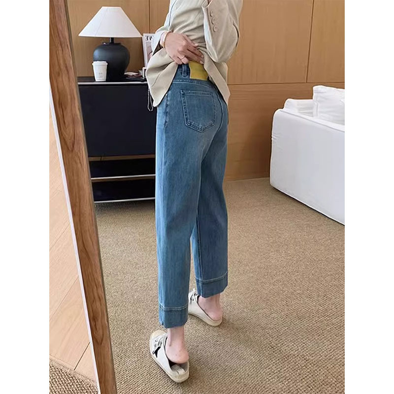 復古大尺碼彈力微喇九分牛仔褲