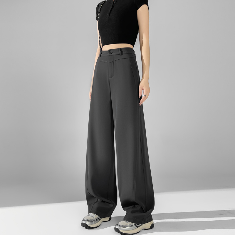 高腰直筒垂感百搭寬腿休閒褲(3色)