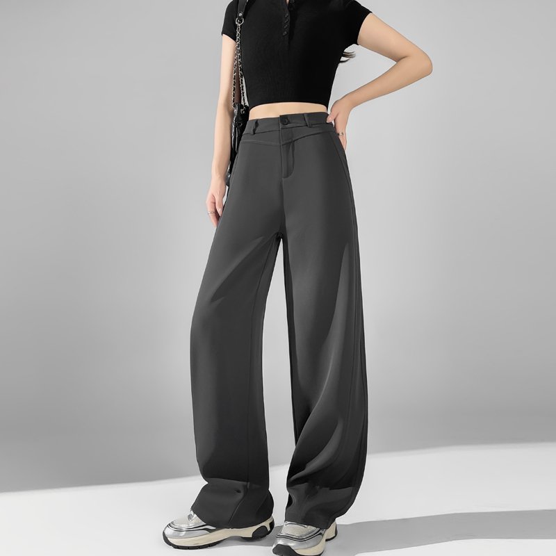 高腰直筒垂感百搭寬腿休閒褲(3色)