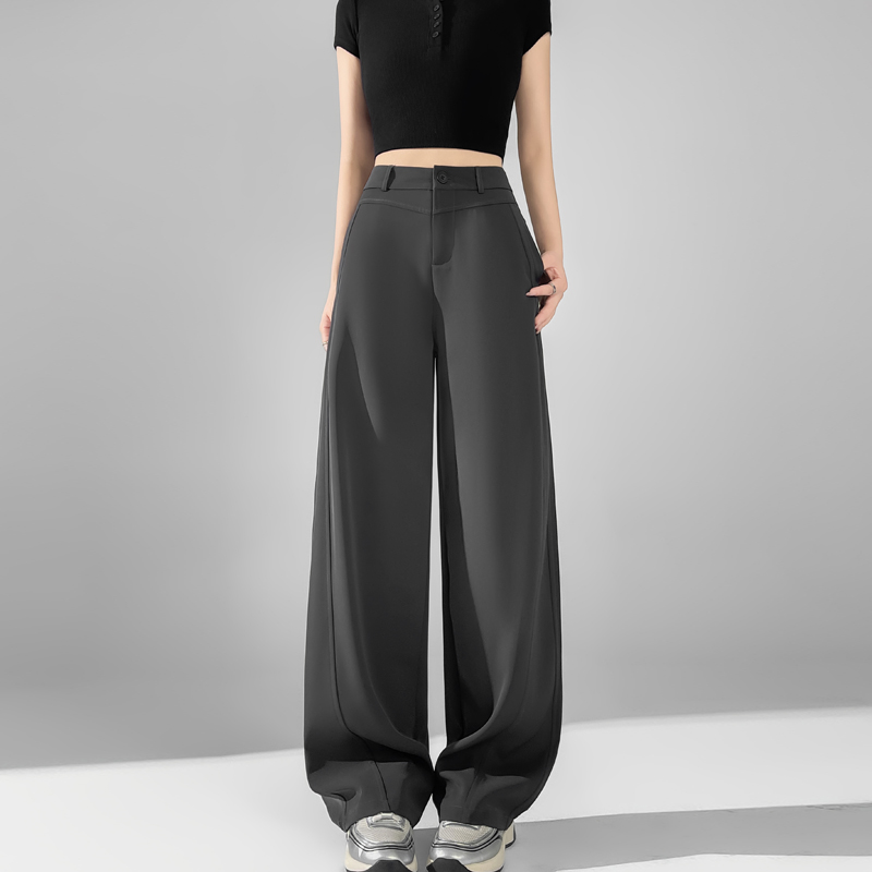 高腰直筒垂感百搭寬腿休閒褲(3色)