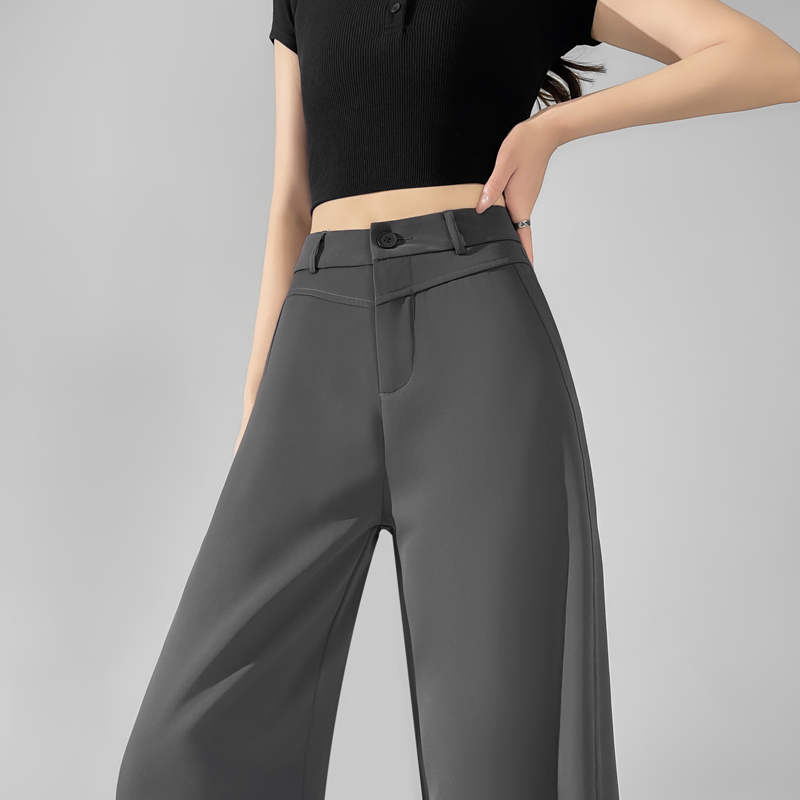 高腰直筒垂感百搭寬腿休閒褲(3色)