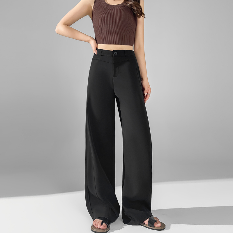 高腰直筒垂感百搭寬腿休閒褲(3色)