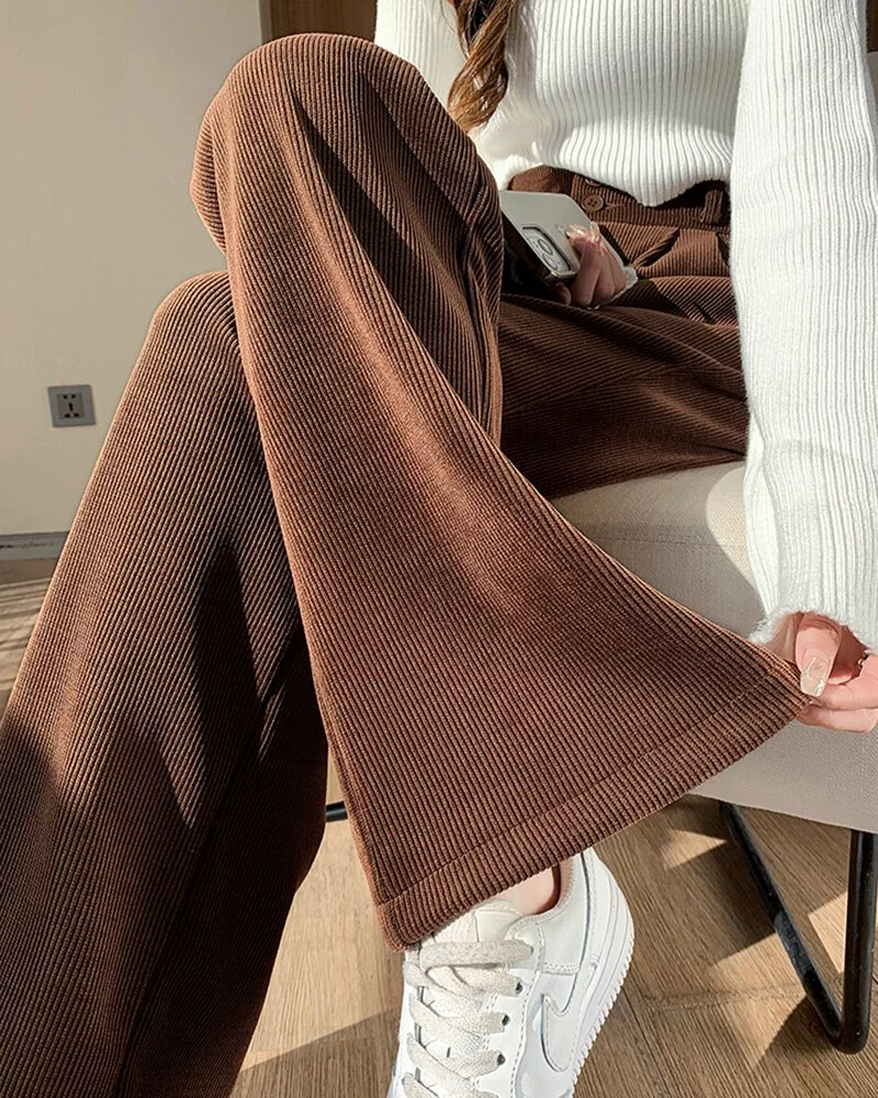 IG潮流燈芯絨直筒闊腿長褲(4色)