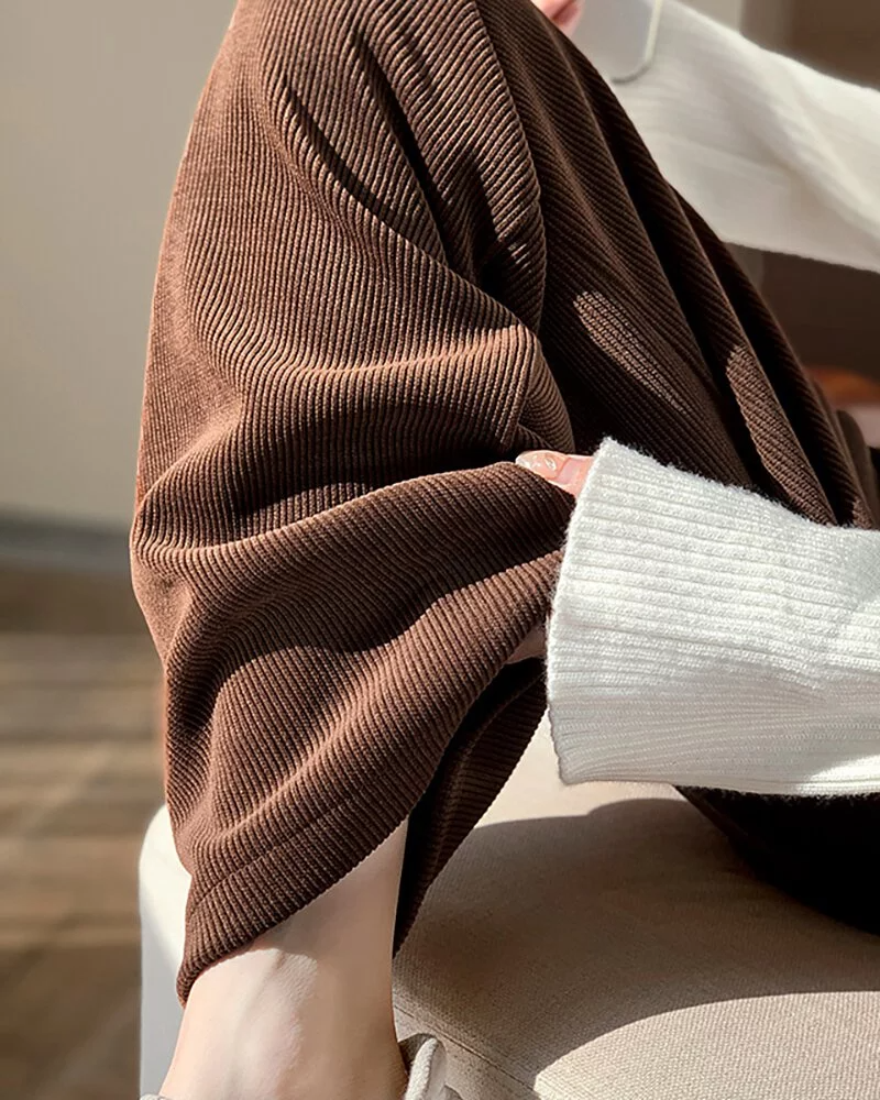 IG潮流燈芯絨直筒闊腿長褲(4色)