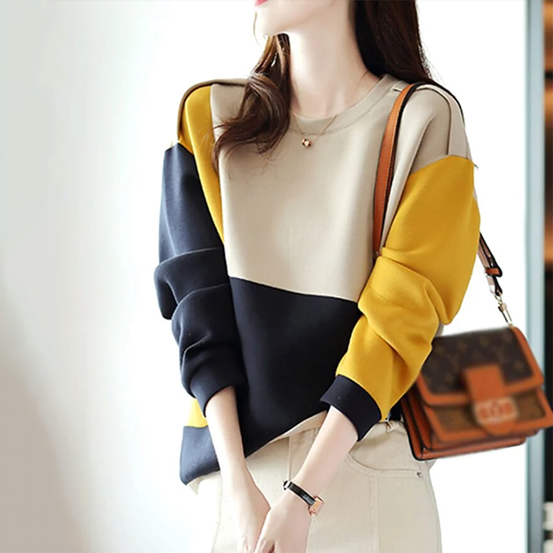 氣質拼色寬鬆衛衣
