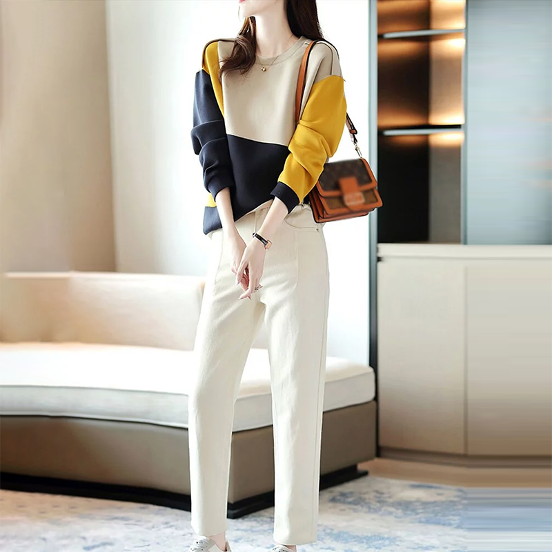 氣質拼色寬鬆衛衣