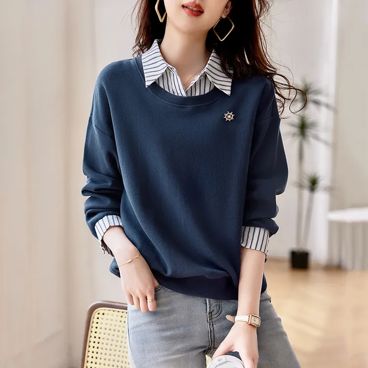 韓版時尚休閒顯瘦假兩件衛衣(2色)