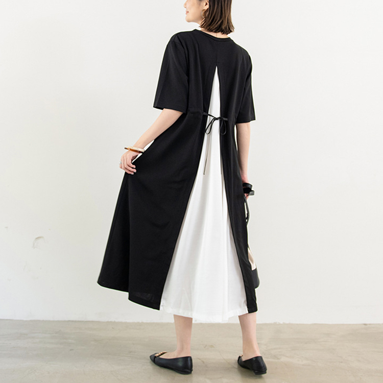 日系圓領拼接碎花短袖連身裙(5色)