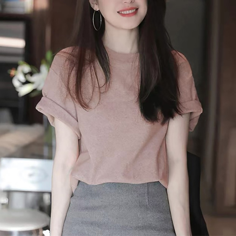 時尚休閒圓領短袖T恤(3色)