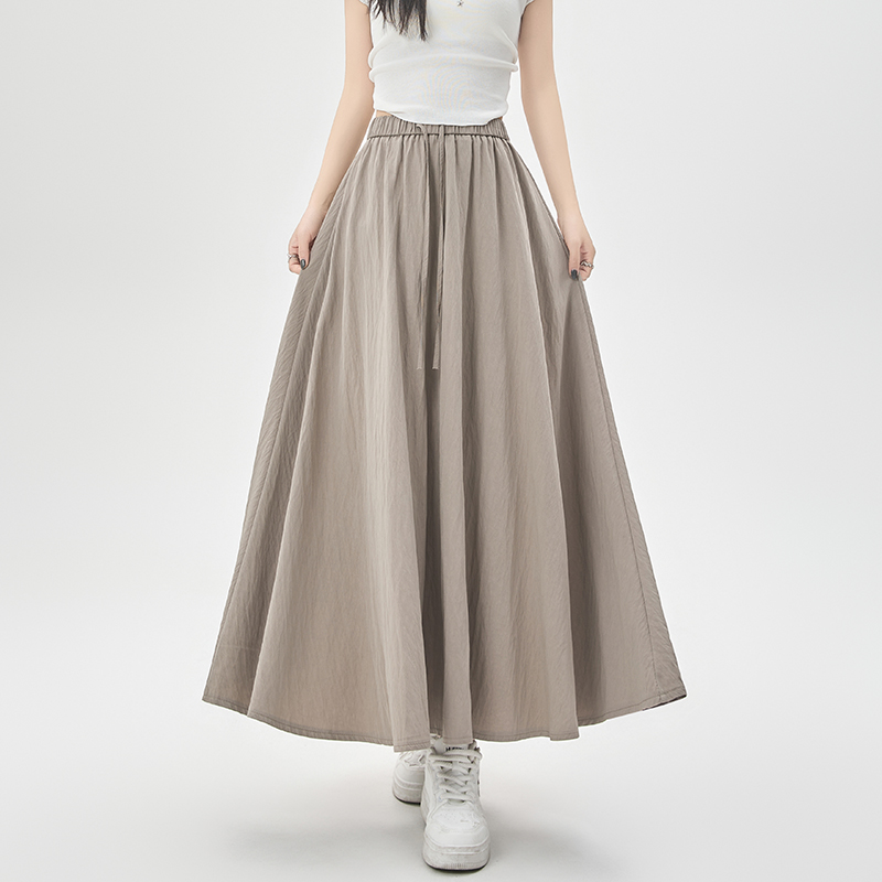 慵懶A字高腰垂感大擺半身裙(4色)