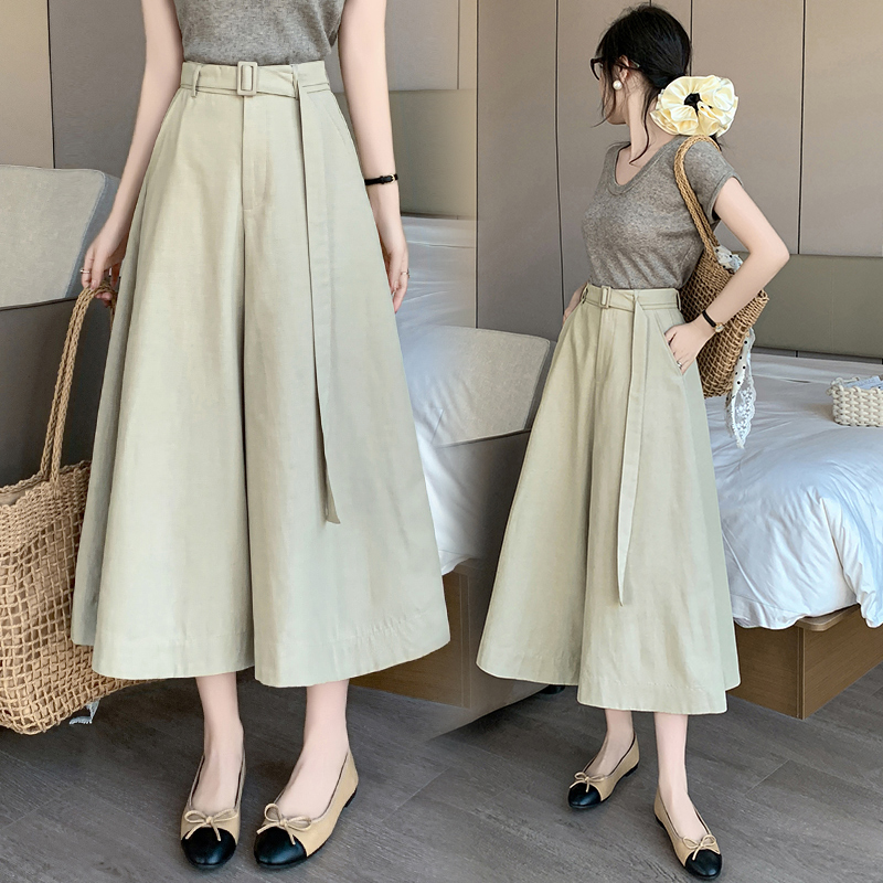 高腰大擺闊腿A字七分裙褲(3色)