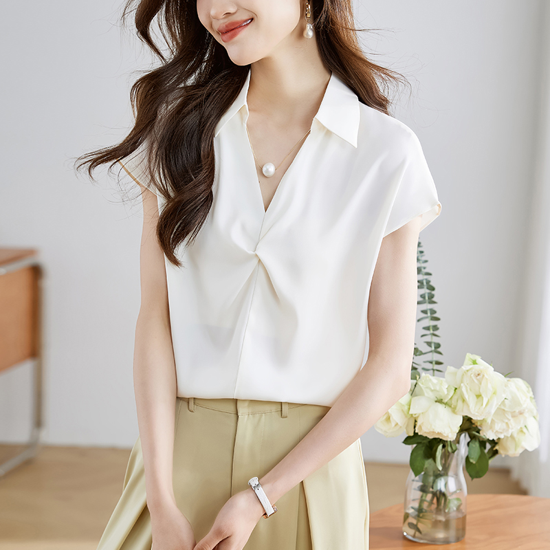 法式小眾洋氣翻領襯衫短袖(4色)