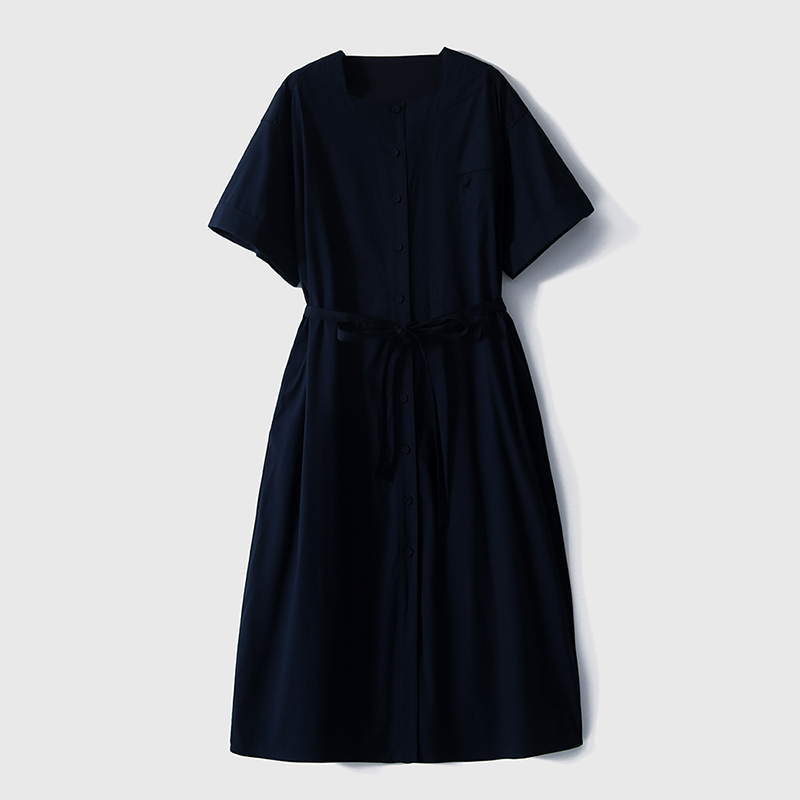 【附腰帶】法式設計感方領連身裙