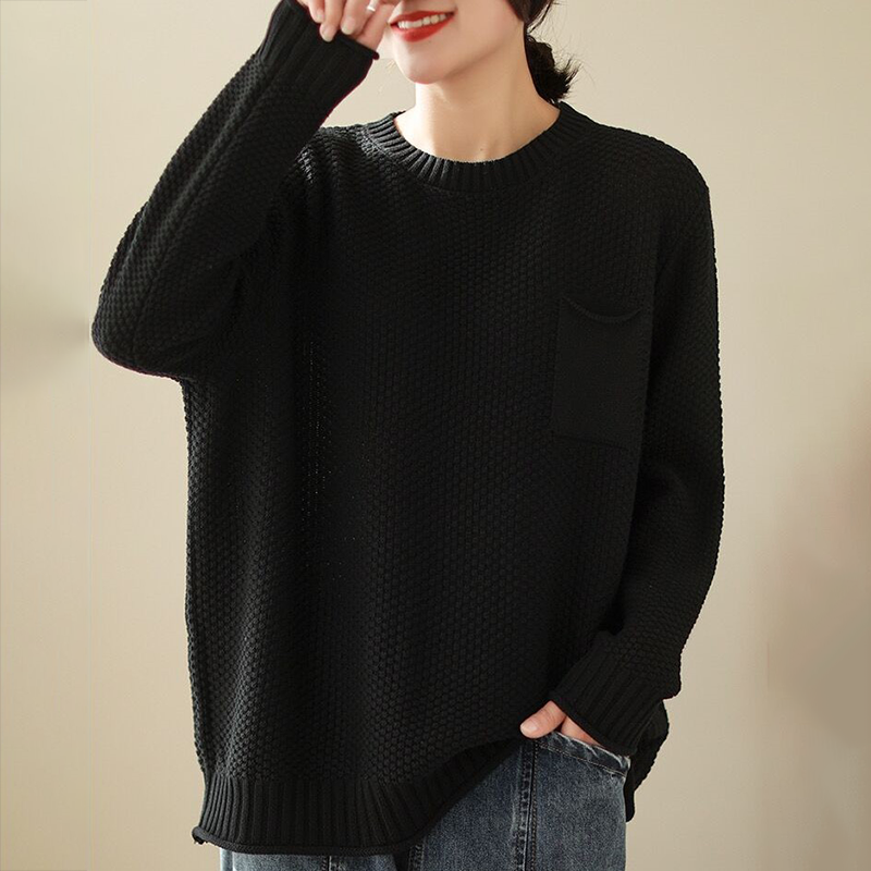 復古寬鬆休閒落肩袖針織衫(7色)