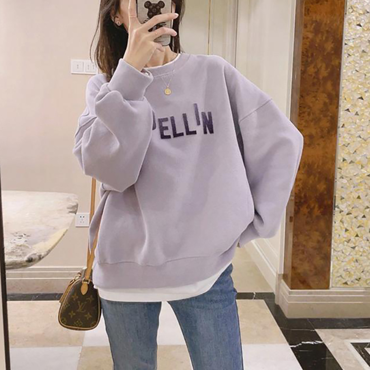 寬鬆圓領假兩件長袖衛衣(3色)