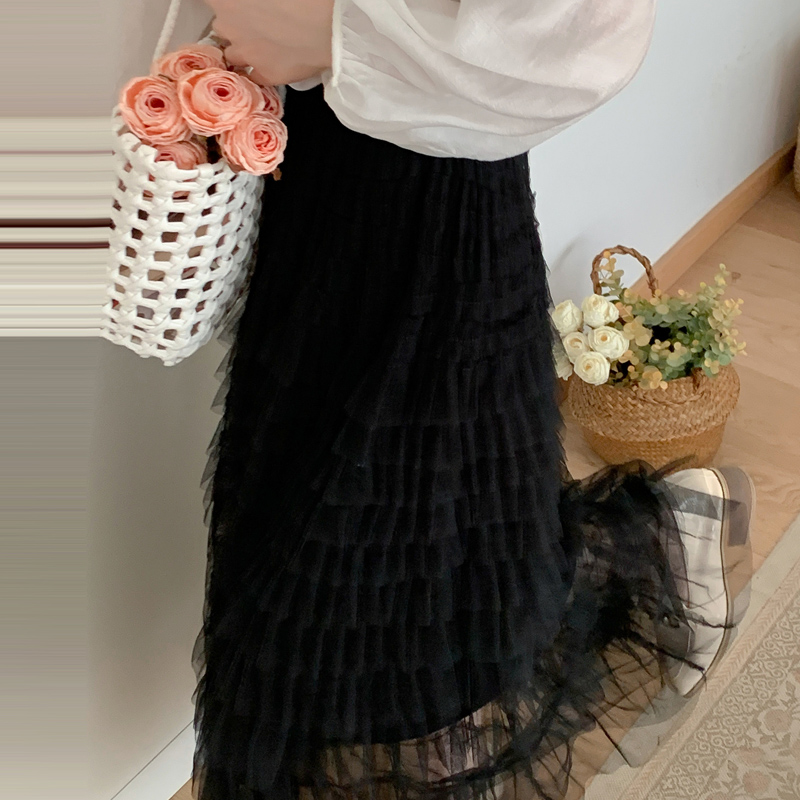 甜美高腰A字網紗蛋糕裙(5色)