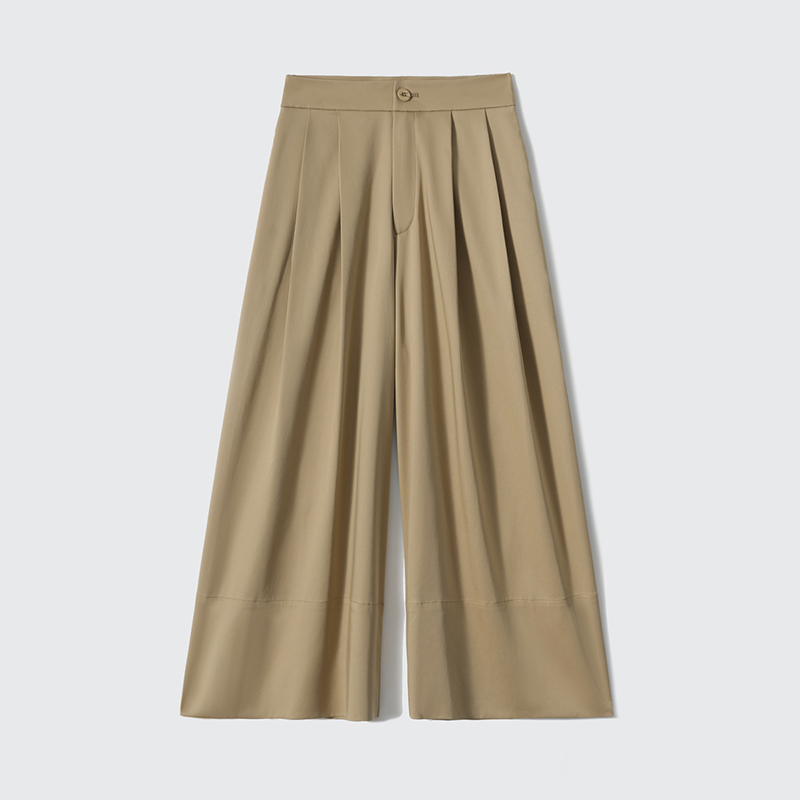 簡約高腰九分大擺闊腿褲(2色)