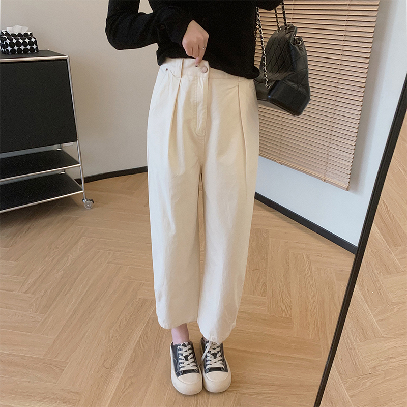 休閒高腰雙面竹節水洗棉哈倫褲(4色)