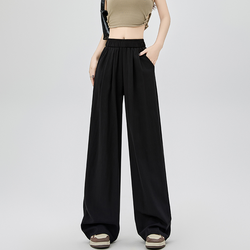 寬鬆高腰垂感拖地闊腿褲(4色)