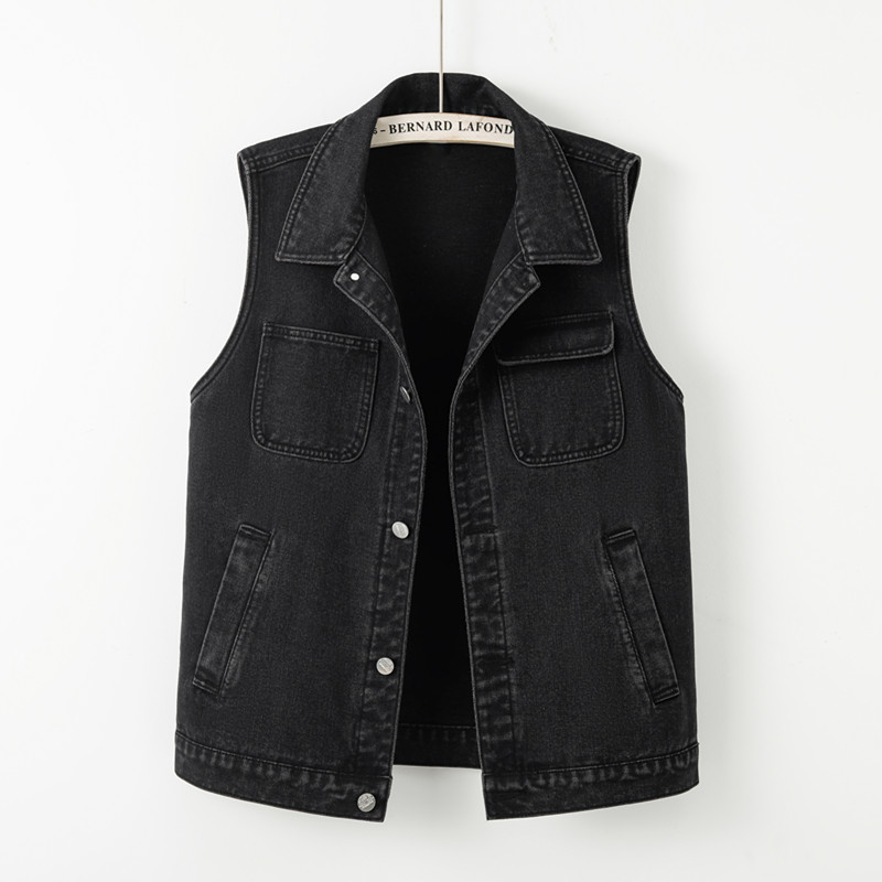 休閒寬鬆無袖牛仔外套(2色)