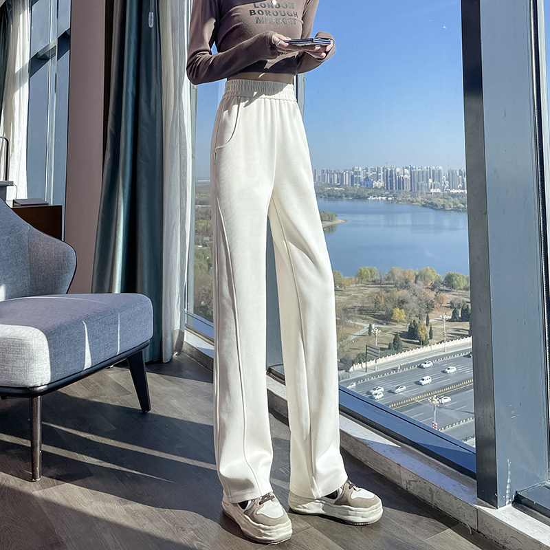 窄版直筒顯瘦加絨香蕉直筒衛褲(4色)