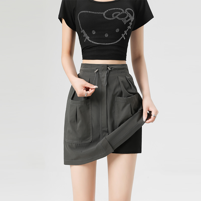 防走光可調式腰頭工裝短裙(5色)