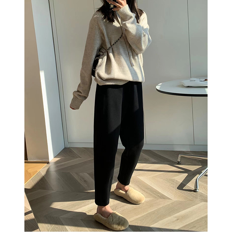 純色柔軟休閒顯瘦九分哈倫褲(2色)