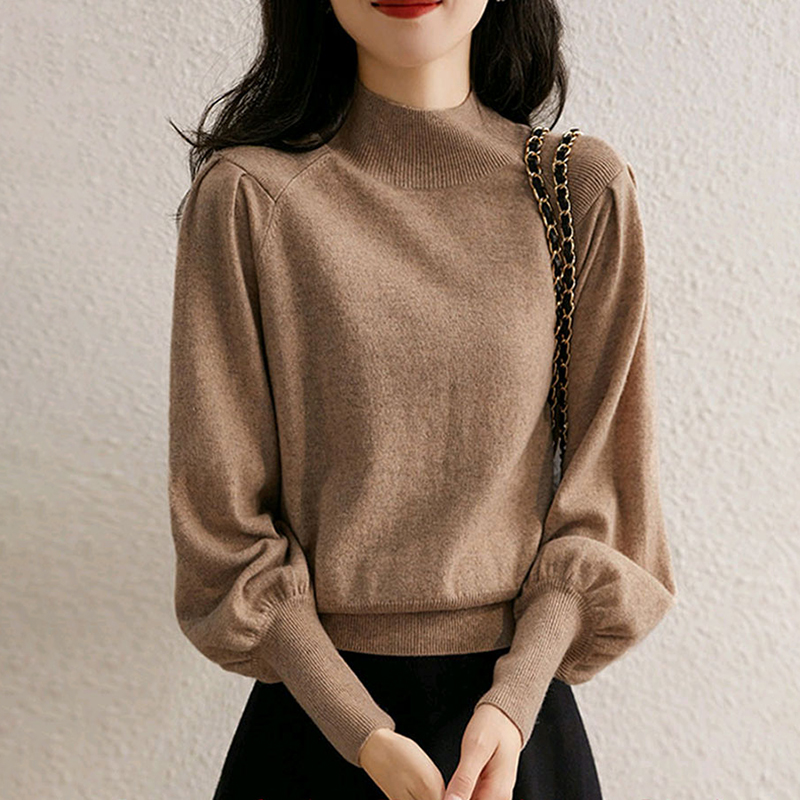 燈籠袖半高領內搭針織衫(4色)