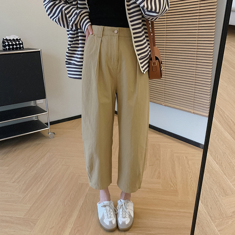 休閒高腰雙面竹節水洗棉哈倫褲(4色)