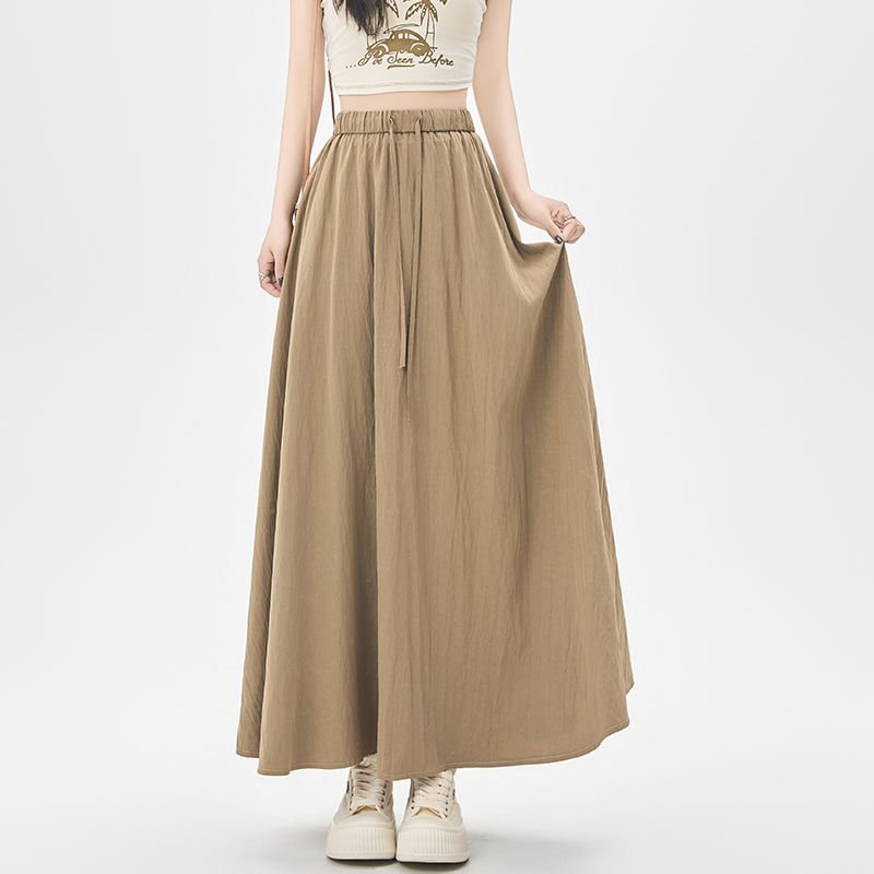 慵懶A字高腰垂感大擺半身裙(4色)