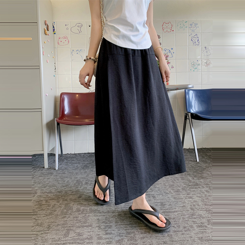 慵懶高腰開叉九分褲裙(4色)