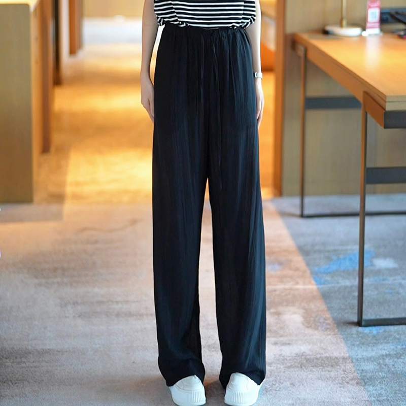 百搭無袖圓領T卹冰絲闊腿褲套裝(2色)