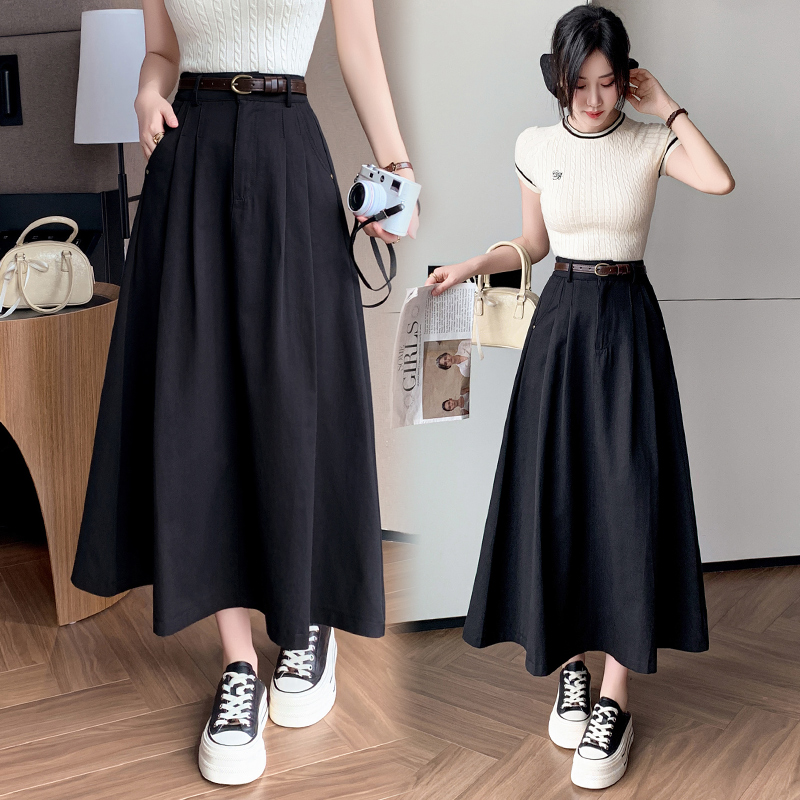 百搭高腰A字大擺傘裙(3色)