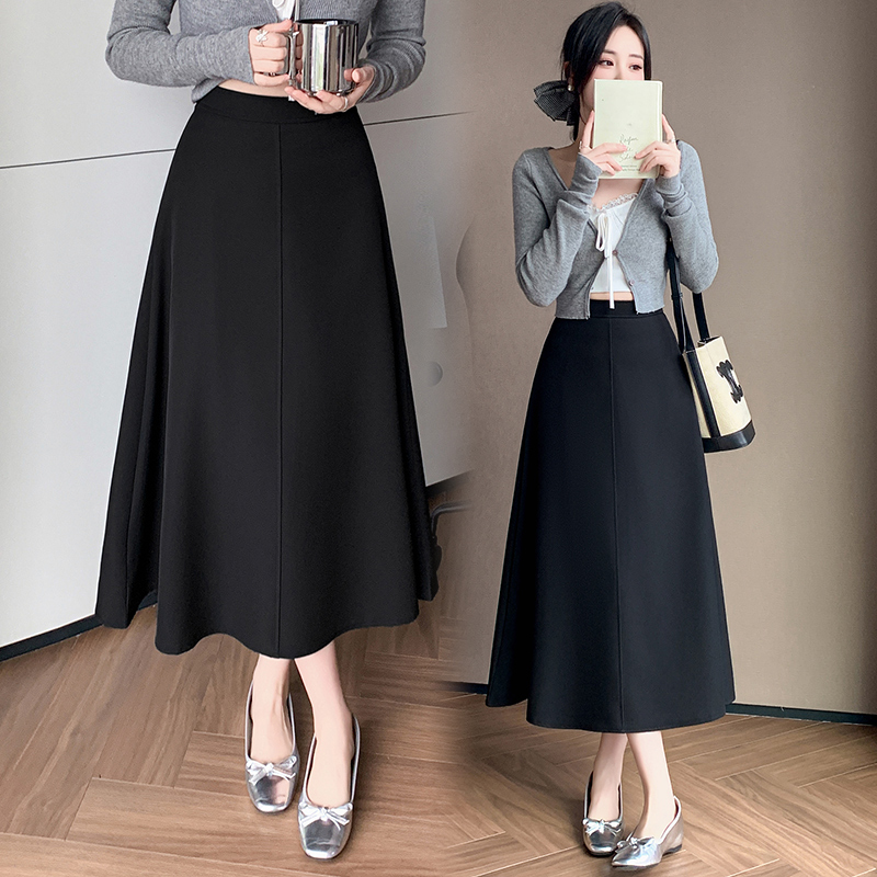 高腰顯瘦大擺A字長款半身裙(3色)