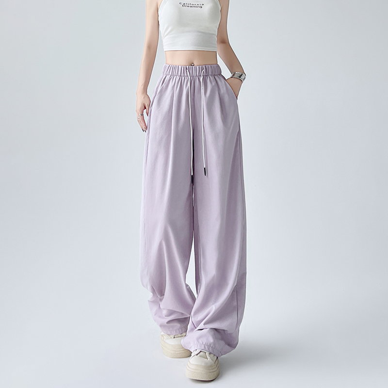 夏季薄款寬鬆BF慵懶風休閒闊腿褲(5色)