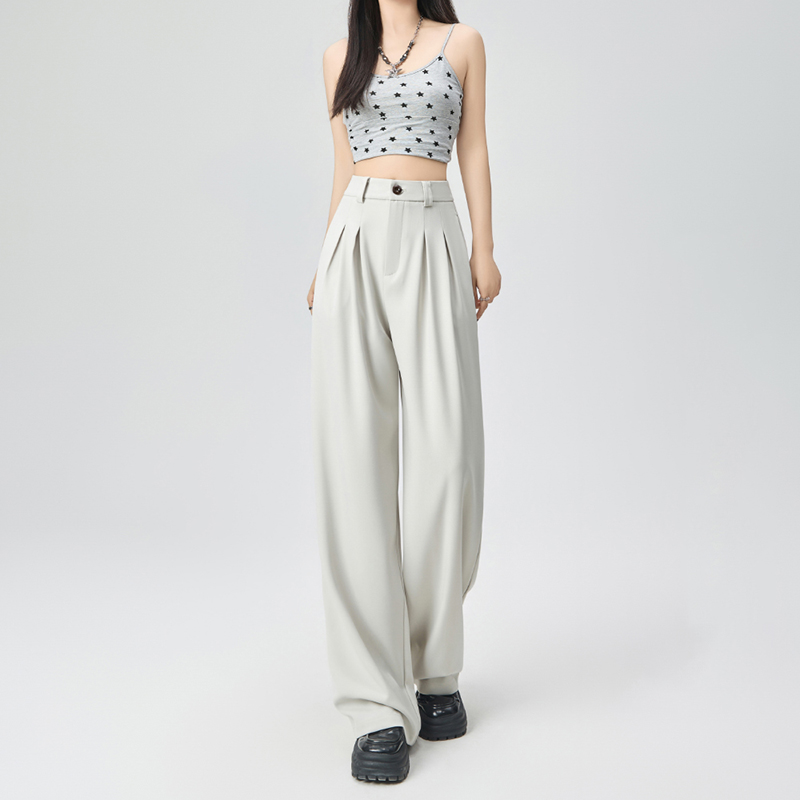 直筒垂感寬鬆打褶設計休閒褲(5色)