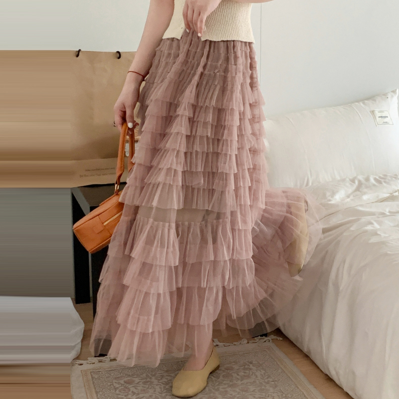 甜美高腰A字網紗蛋糕裙(5色)