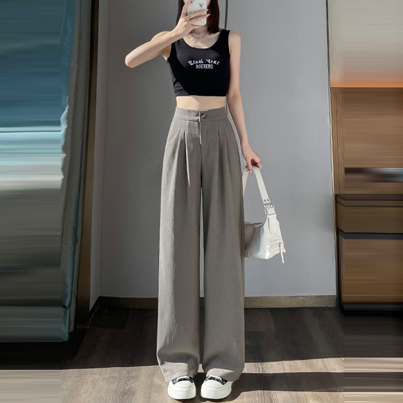 新款肌理感西裝高腰窄版闊腿褲(4色)