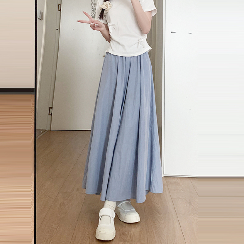 韓系棉麻高腰A字褶皺裙褲(6色)