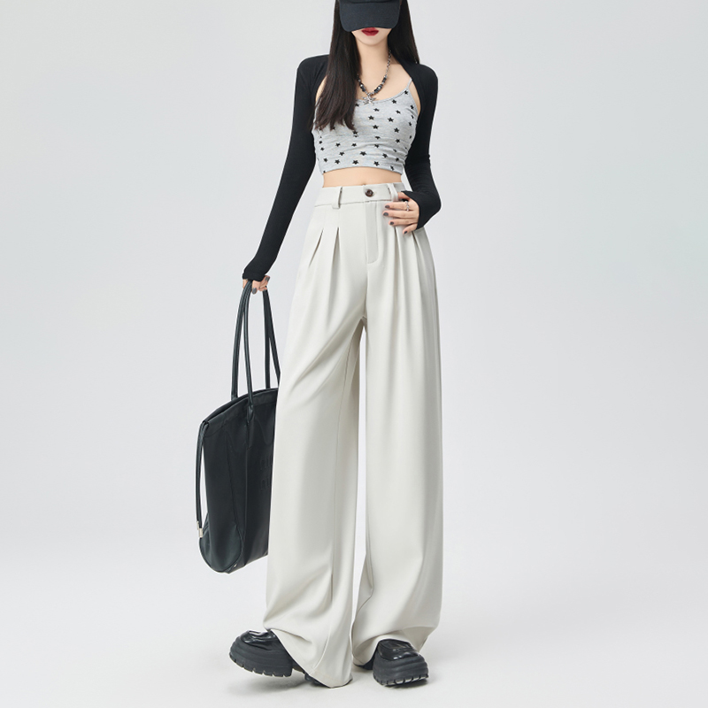 直筒垂感寬鬆打褶設計休閒褲(5色)