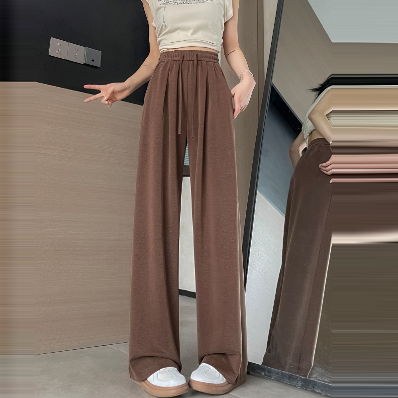 軟糯休閒直筒拖地窄版闊腿褲(6色)