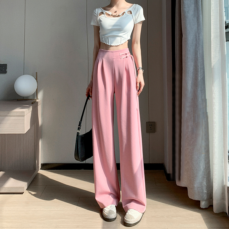 簡約高腰垂感直筒闊腿西裝褲(3色)