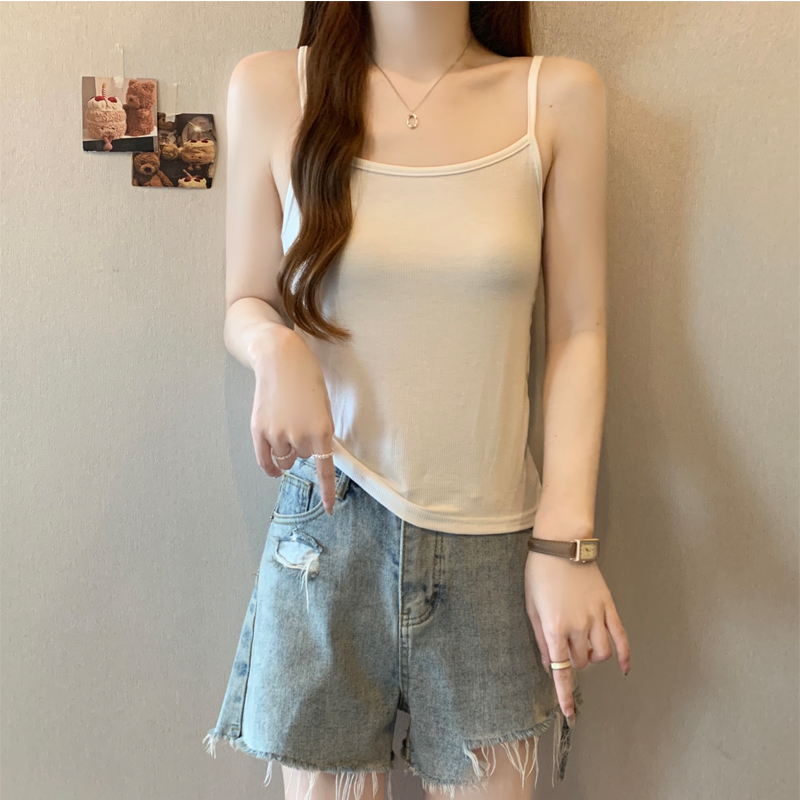 韓系復古藍白格子無袖小衫(2色)