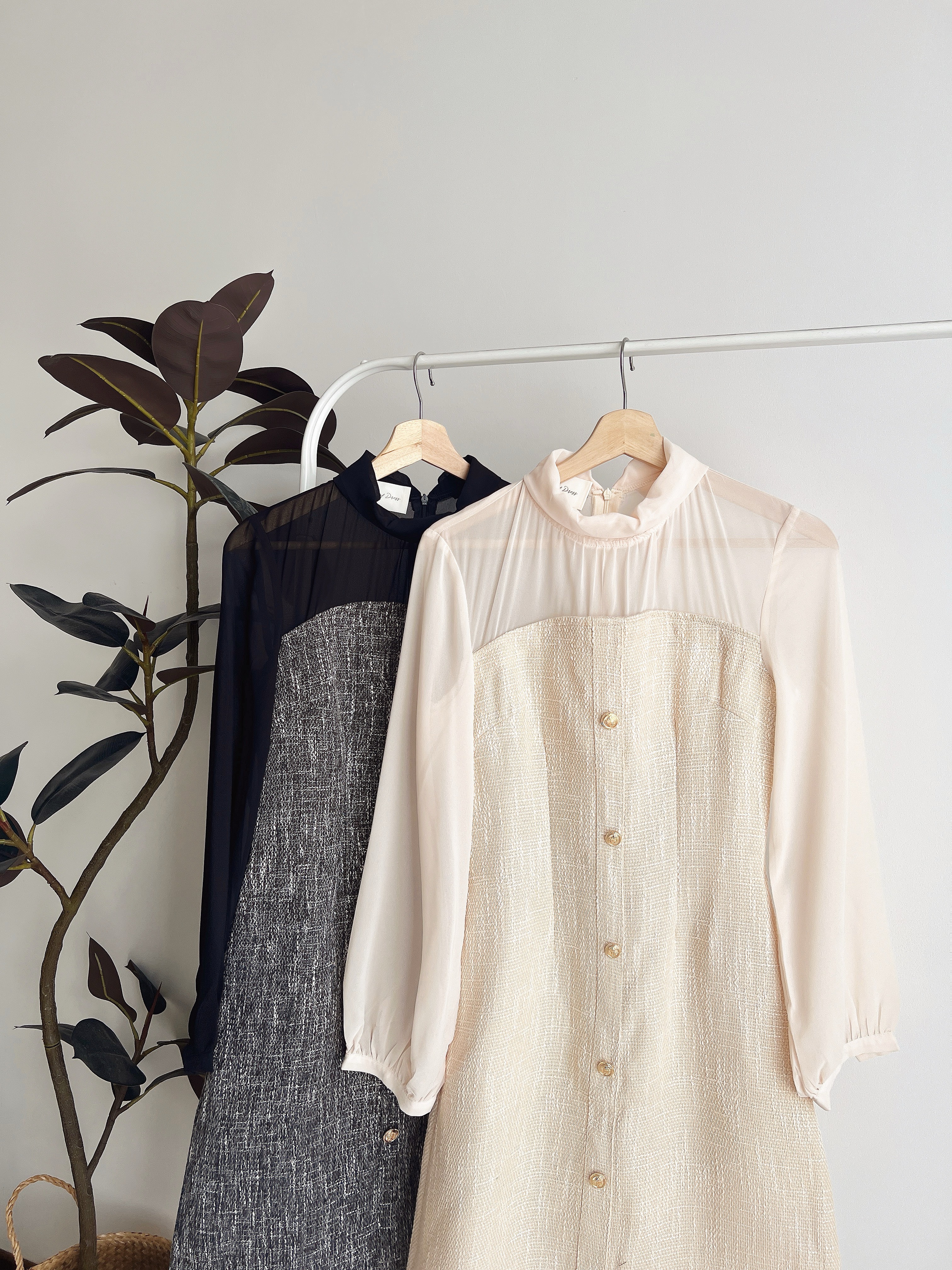 D71992  QUINN TWEED SHEER PREMIUM DRESS 