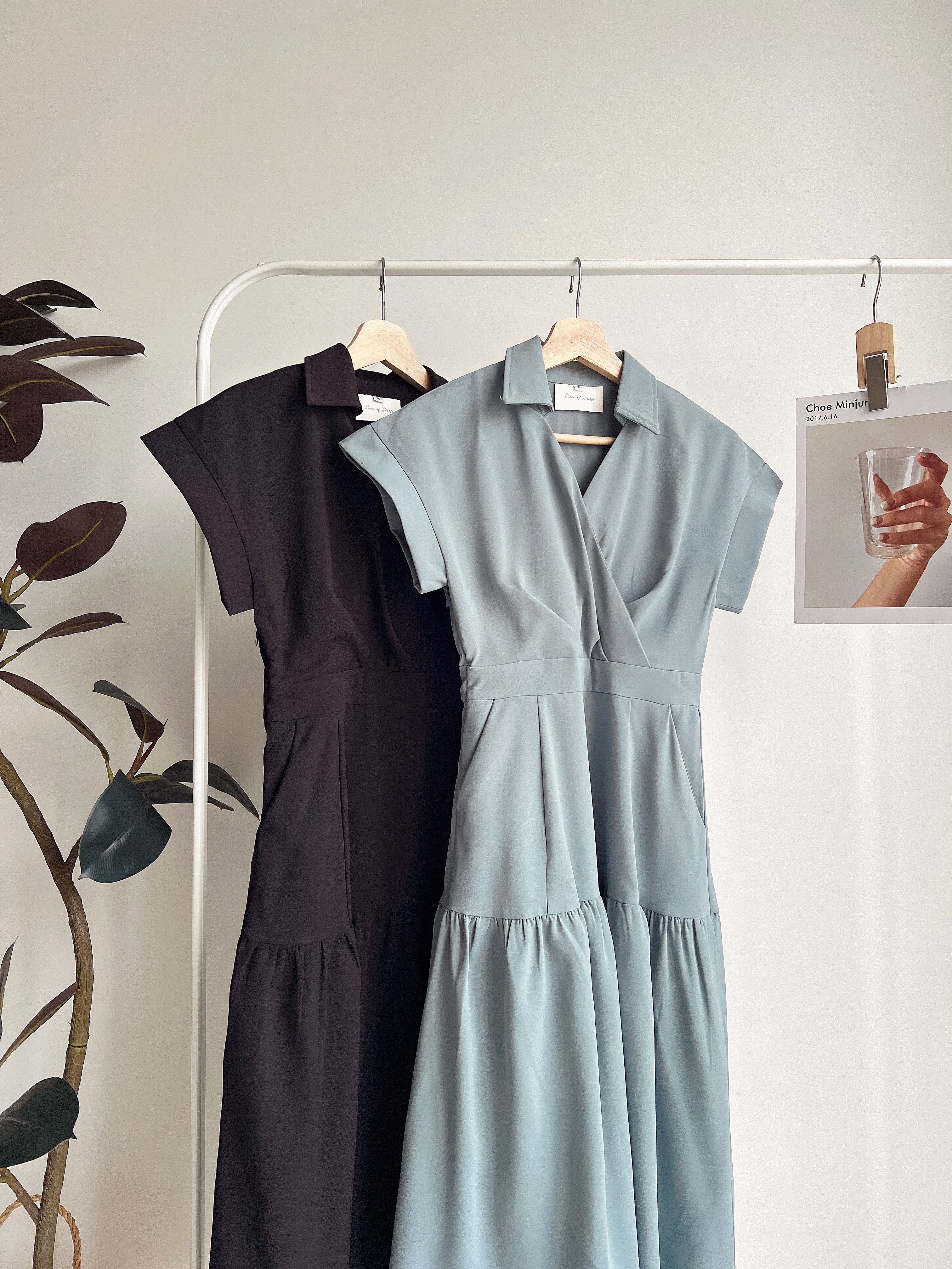 D72079 MONICA LAYERS A CUT COLLAR DRESS