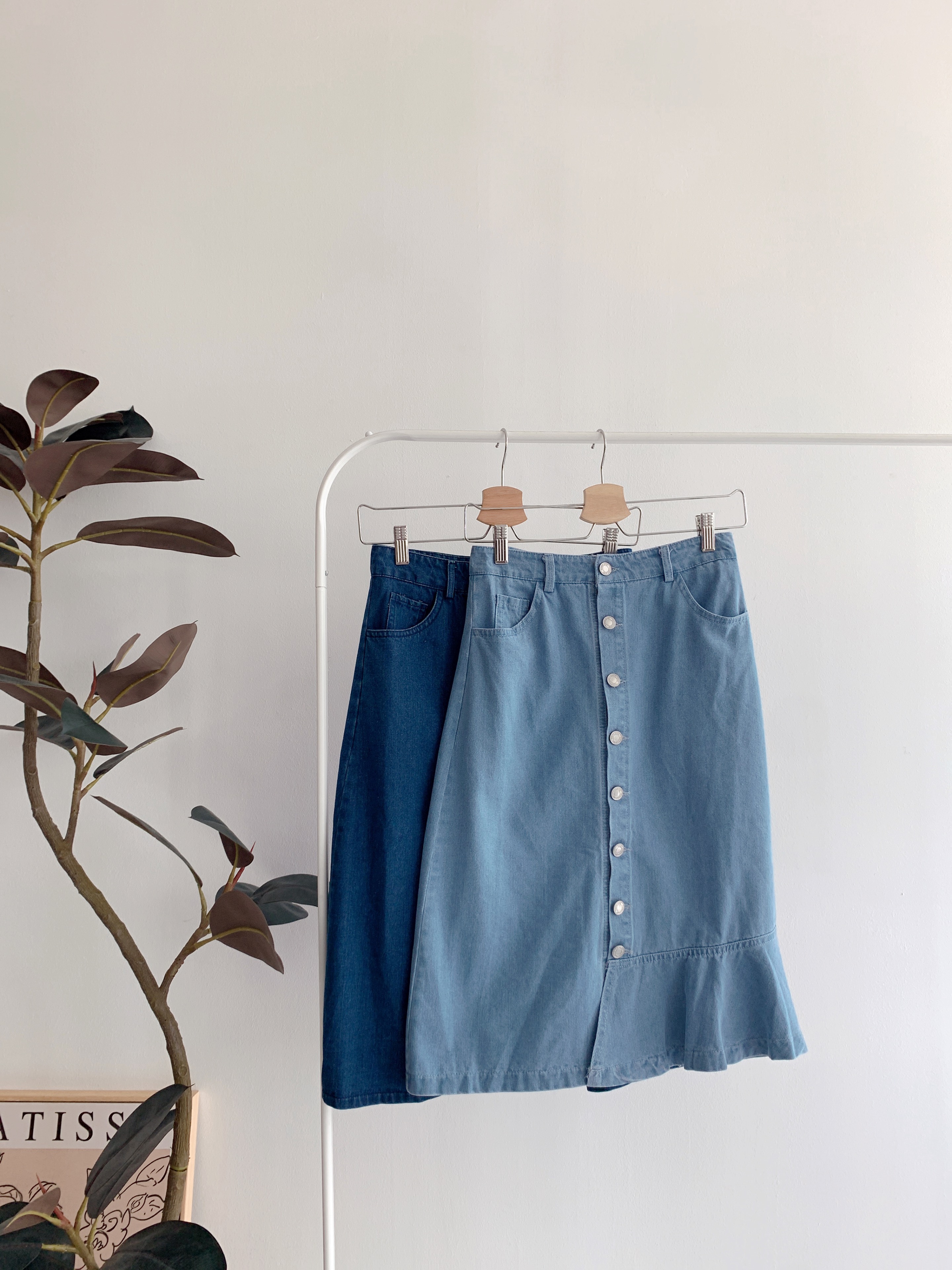 B70448 ORLA ASYMMETRICAL DENIM MIDI SKIRT