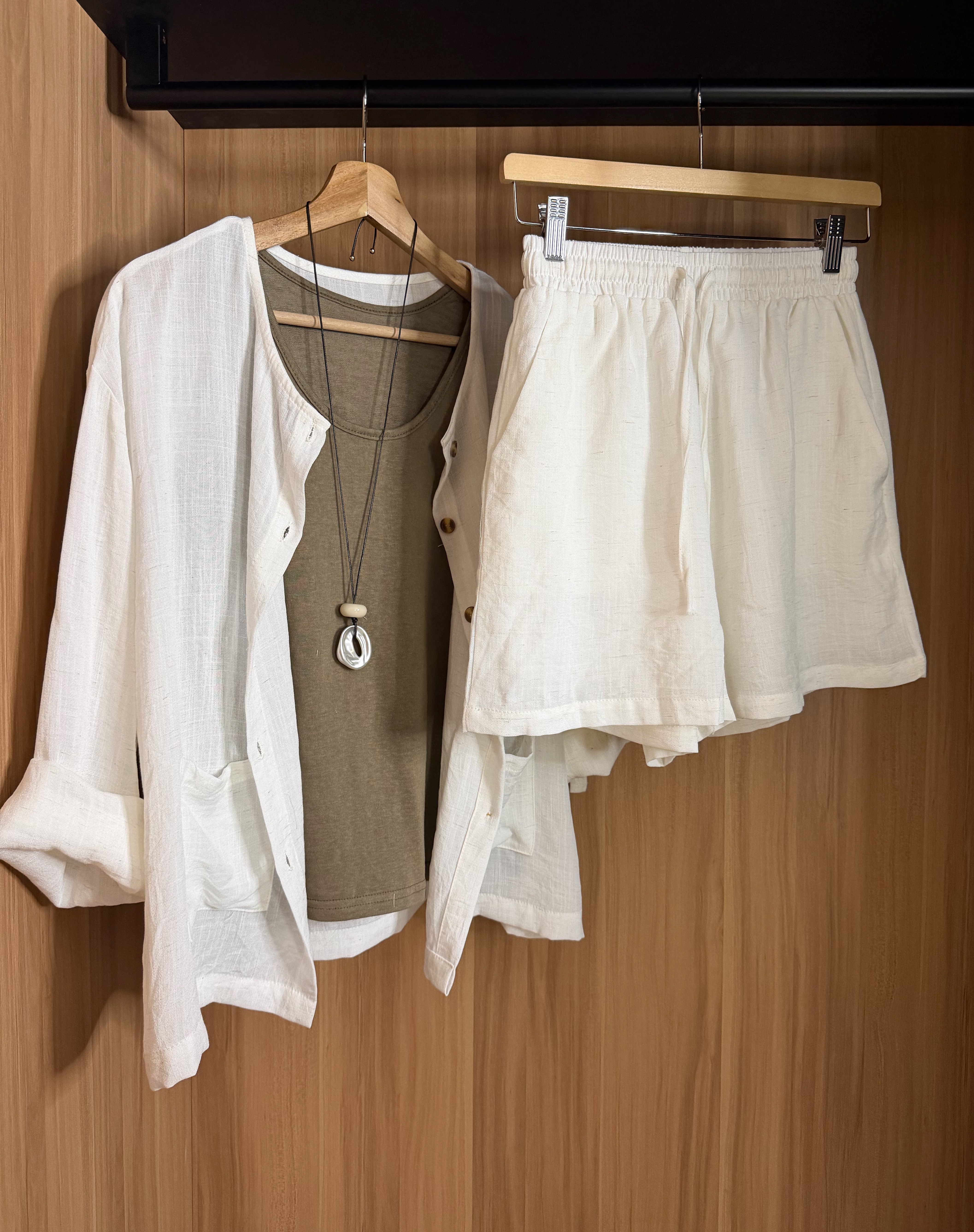 JEHS85028 MUJI  LINEN SHORT SET